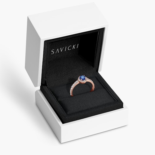 Pierścionek zaręczynowy This is Love: różowe złoto, niebieski szafir